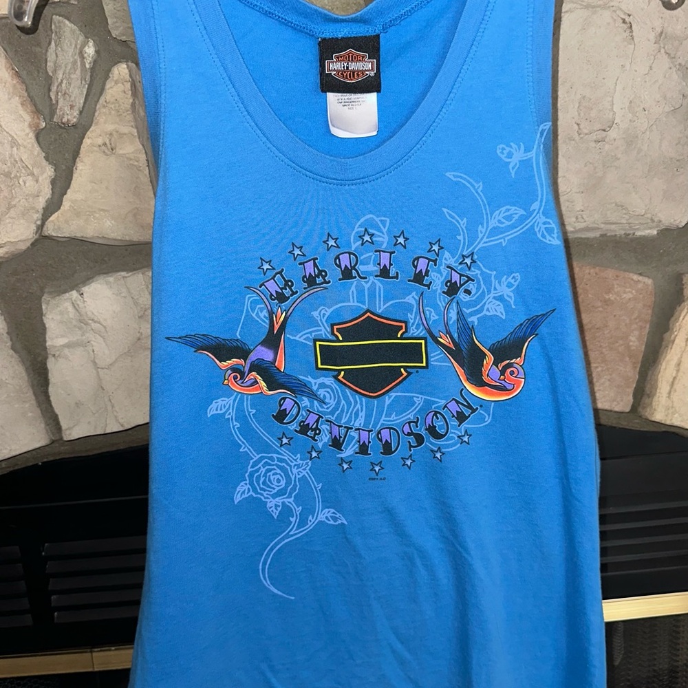 Large Blue Harley-Davidson Tank Top